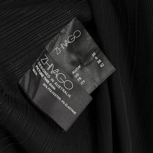 Zhivago Picture This Wrap Dress Women’s 6 Emerald Metallic Shoulder Pad Midi - Picture 4 of 5